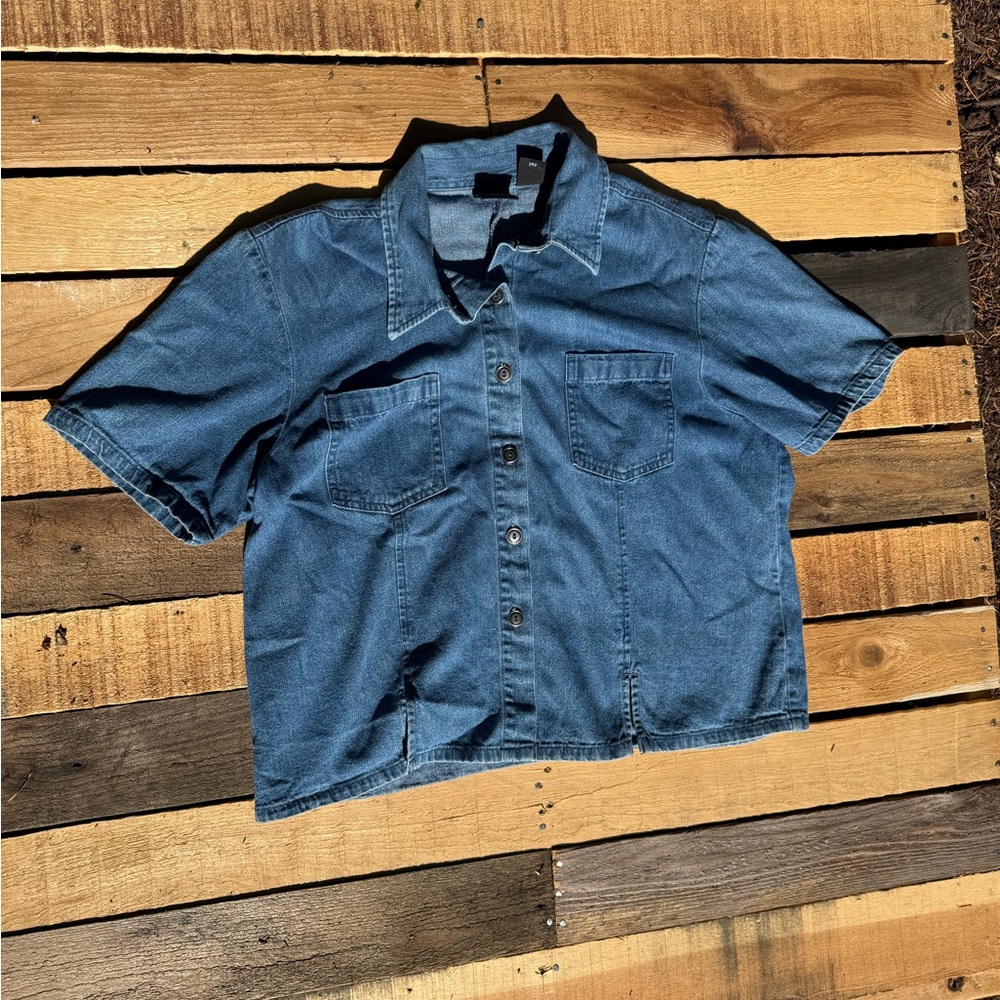 Erika Women’s Casual Blue Button Down Shirt
